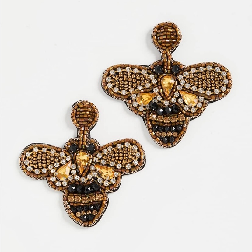 Kenneth Jay Lane Designer Plate On Earrings Seed Beads Crystal Accents 40$